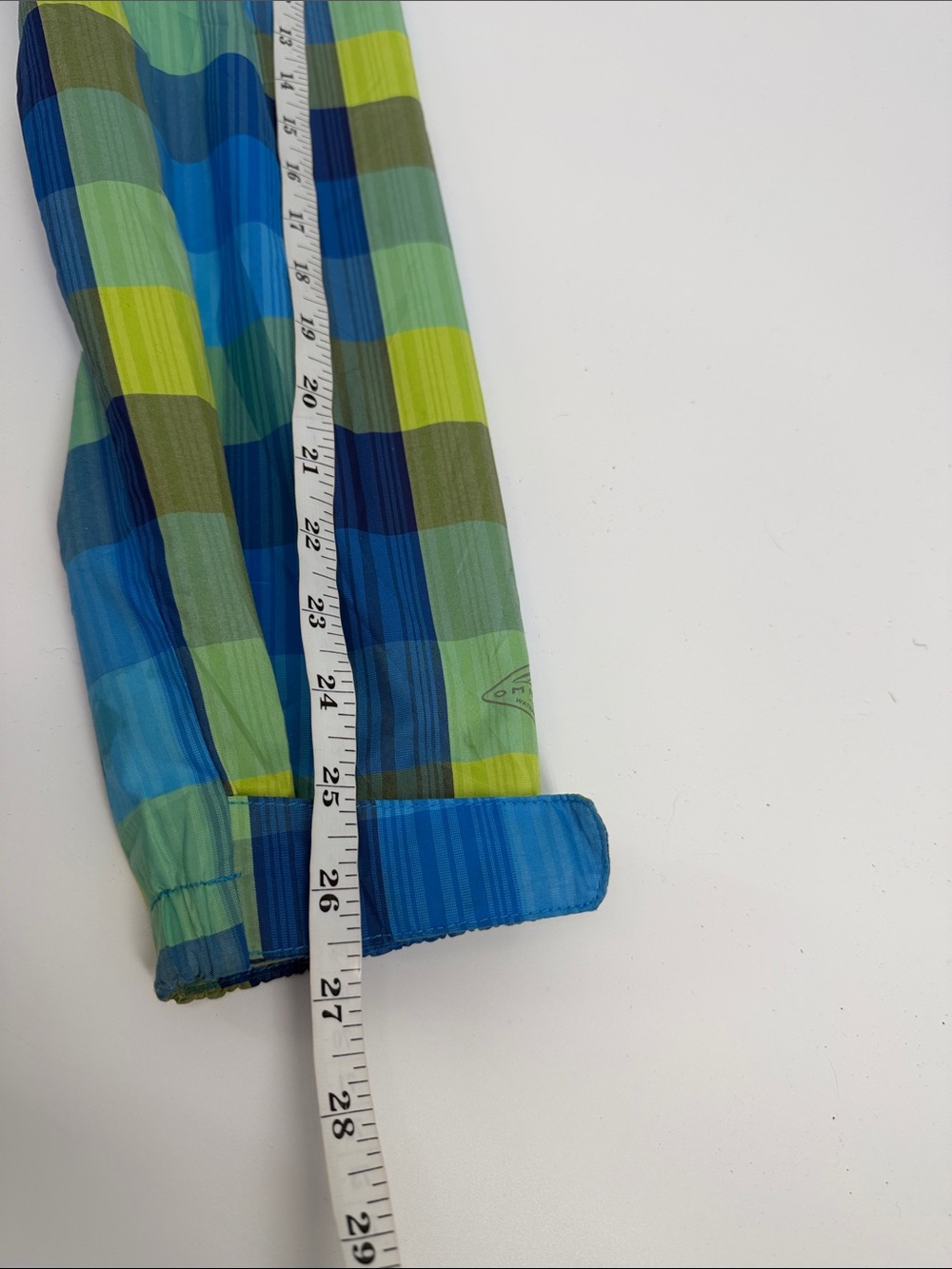 Columbia Blue Green Plaid Hooded Rain Jacket Gorpcore Women’s XL - Picture 13 of 13